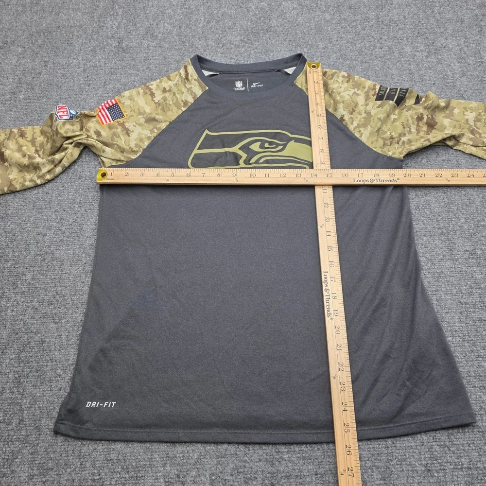 Nike Seattle Seahawks Salute to Service Women's XL Shirt Camo 3/4 Sleeve Dri-Fit